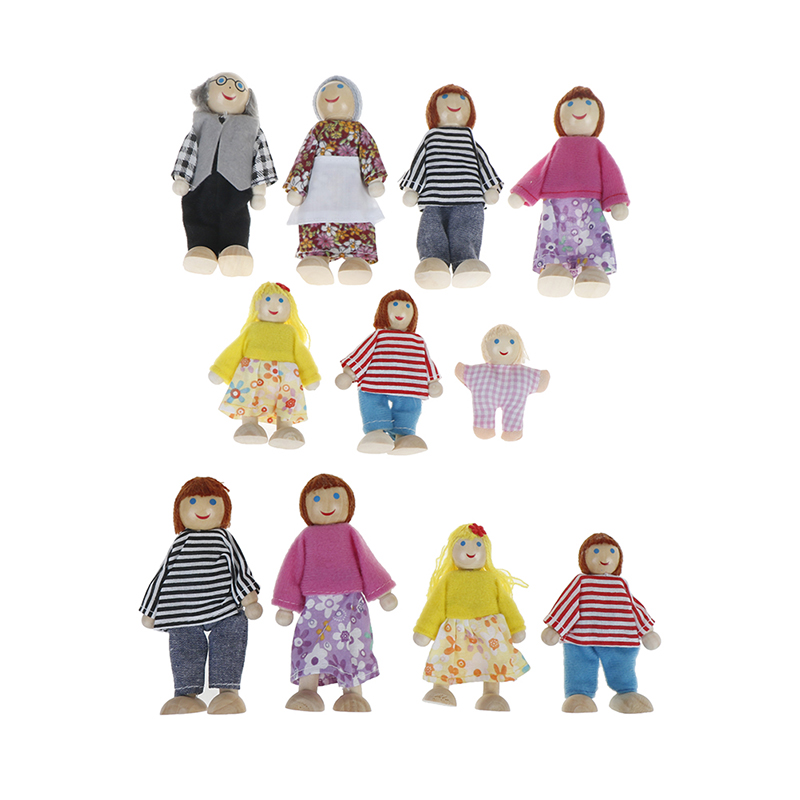 작은 나무 행복한 인형의 집, 가족 인형 장난감 세트, 피규어 옷을 입은 캐릭터, 어린이 인형 놀이 선물, 어린이 가상 장난감